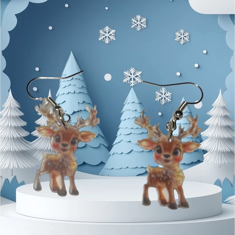 Raindeer earrings NWOT
